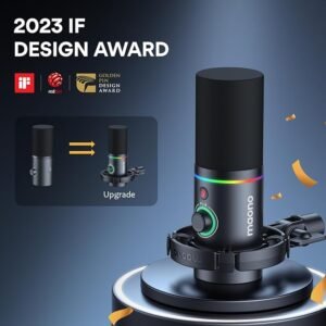 MAONO XLR/USB Podcast Microphone, PC Dynamic Microphone for Recording, Streaming, Gaming & Voice-Over, Metal Mic with Software, Tap-to-Mute, Headphone Jack, Gain Knob &